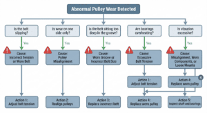 V-belt pulley groove wear inspection and measurement